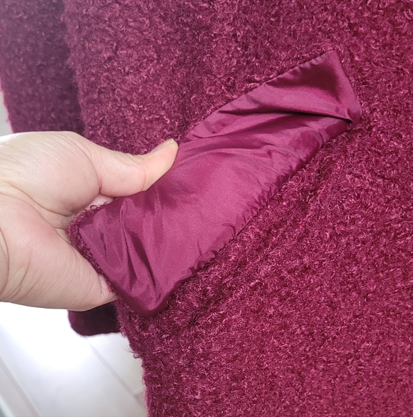 Nine West Women's Boucle Coat-Madalyn Maroon Size XXL - Picture 6 of 14